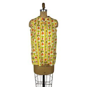 Vintage 50s Grapes Shirt Womens Medium Striped Novelty Print Sleeveless Tank Top